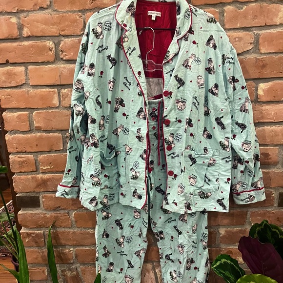 PJ Salvage Flannel Beauty Queen Cats Pajamas Set - Picture 4 of 8